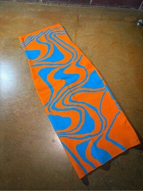 SHEIN Orange and Blue Abstract Pattern Bodycon Skirt